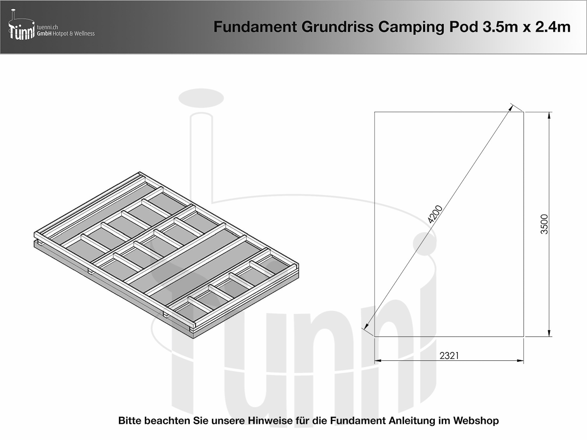 Fundamentplanung für Campingpod 3.5m x 2.4m