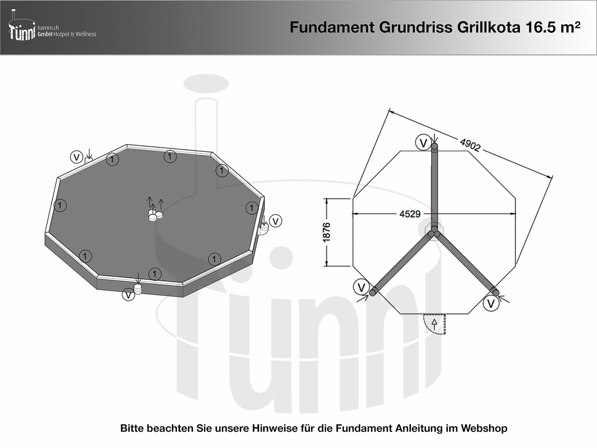 Fundamentplan Grillkota 16.5 m²