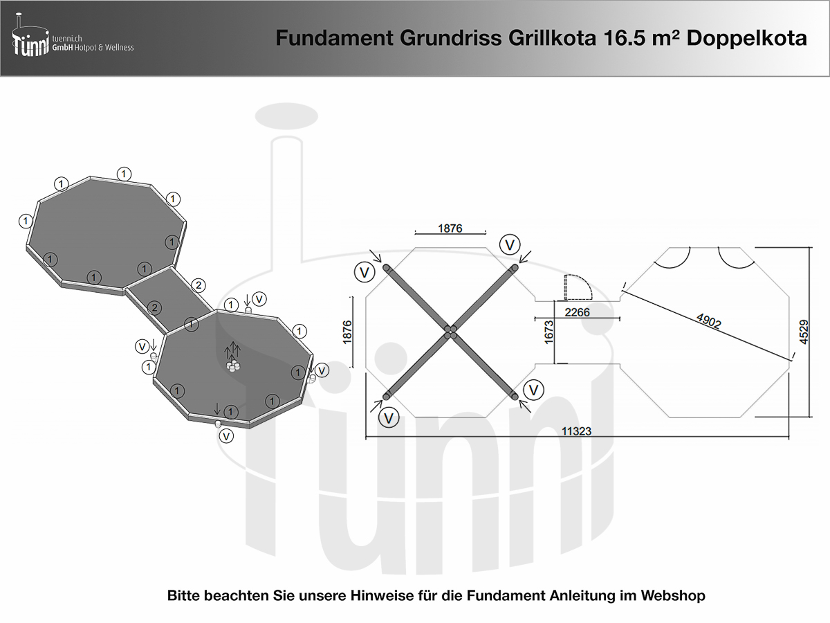 Fundamentplan Grillkota Konisch 16.5 m²
