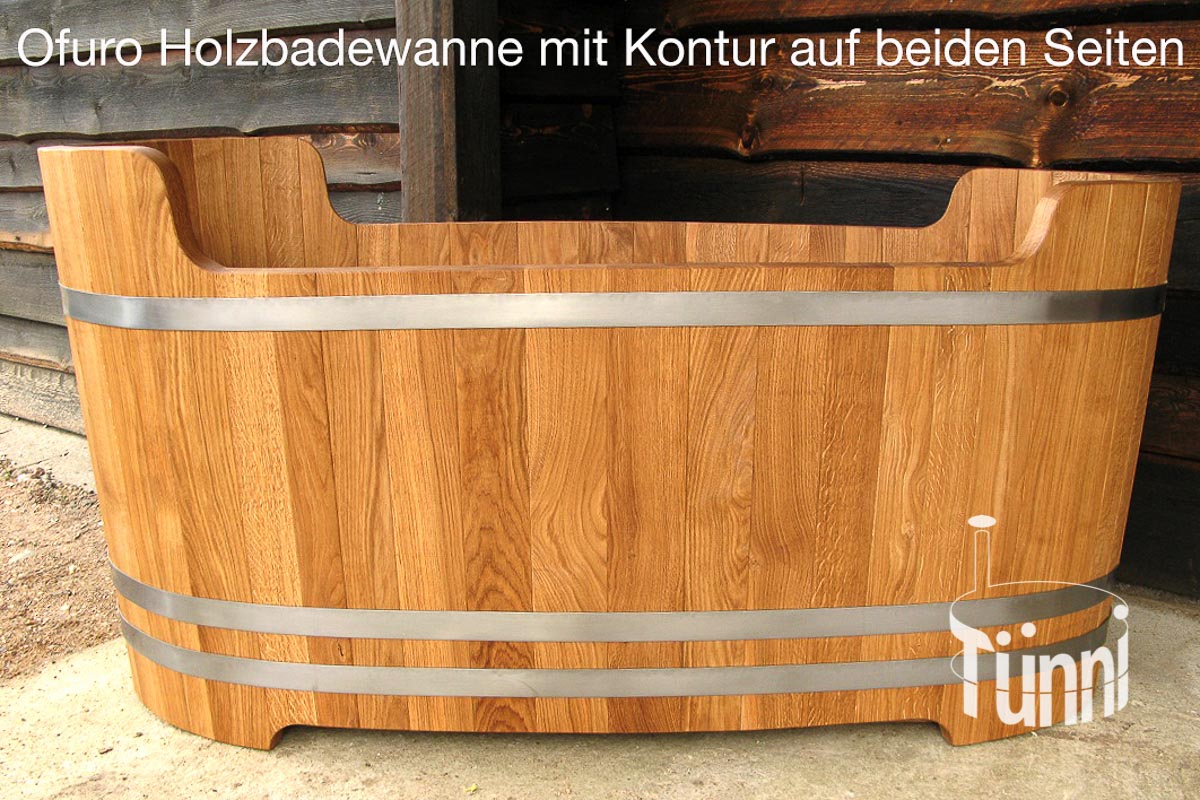 Ofuro Holzbadewanne - Kontur auf zwei Seiten
